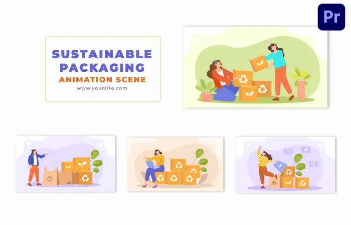Sustainable Packaging Concept Flat Vector Animation Scene